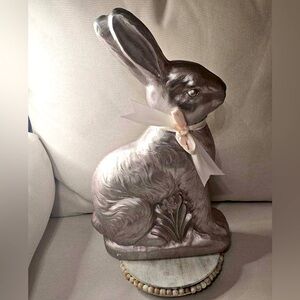 19in large Easter silver pink faux chocolate bunny